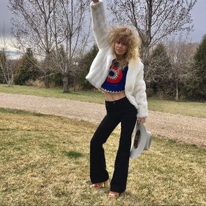 Vintage American made white faux fur jacket